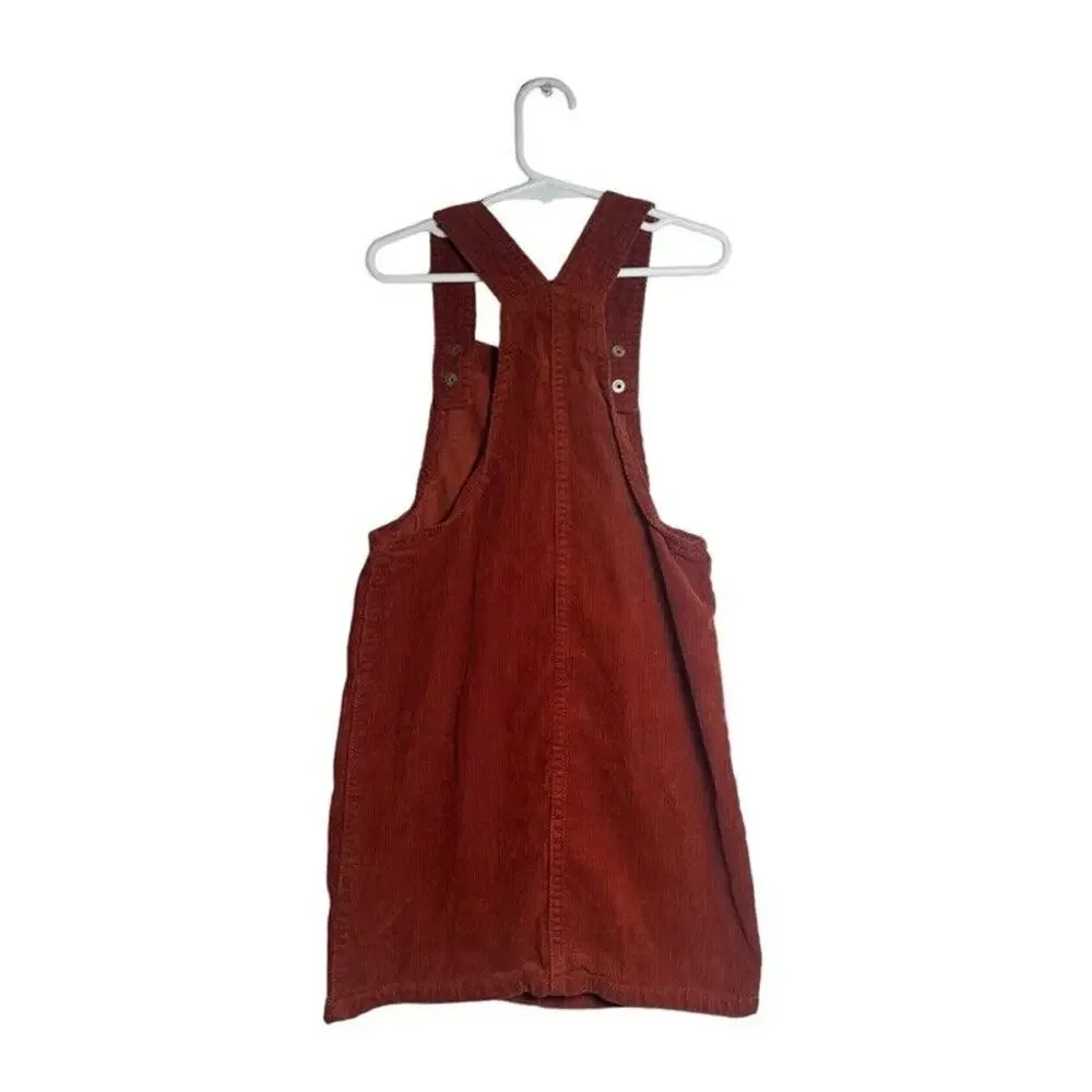 Children’s Place Girl's Burnt Orange Corduroy Overall Button Down Dress 6x/7 - Picture 2 of 6